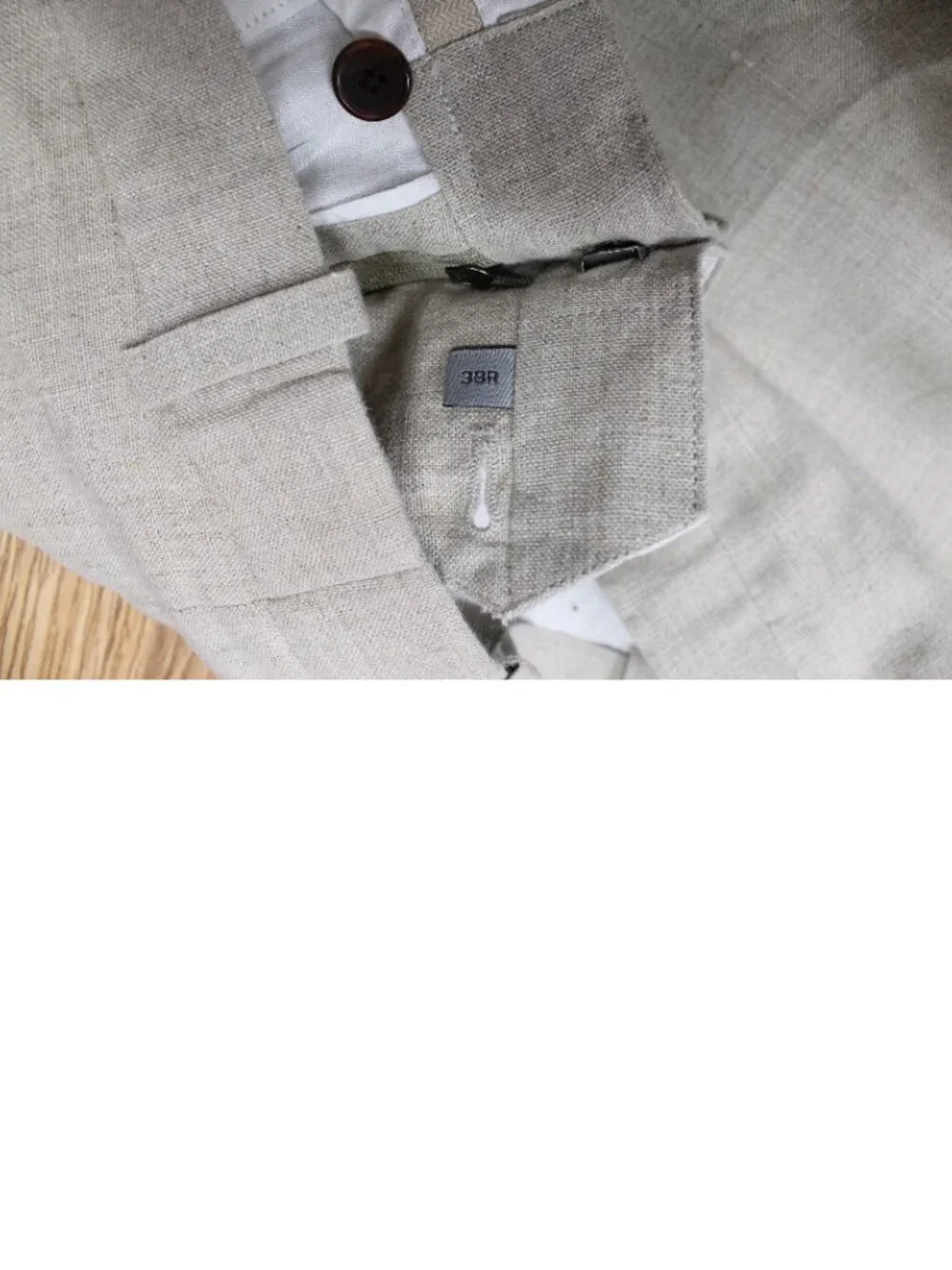 Sz 38W x 29L | 100% LINEN BESPOKE STUDIO SUITES REGULAR FIT PANTS KHAKI